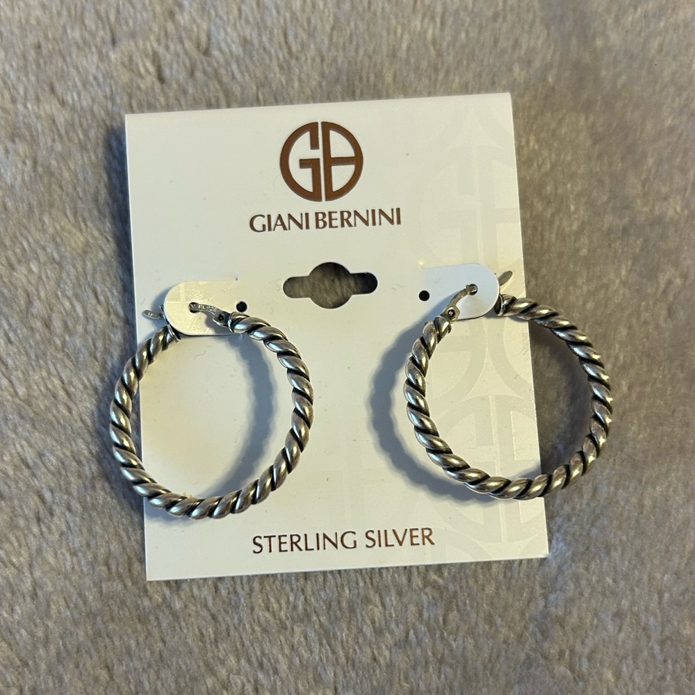 Giani Bernini Silver Medium Twisted Hoops
